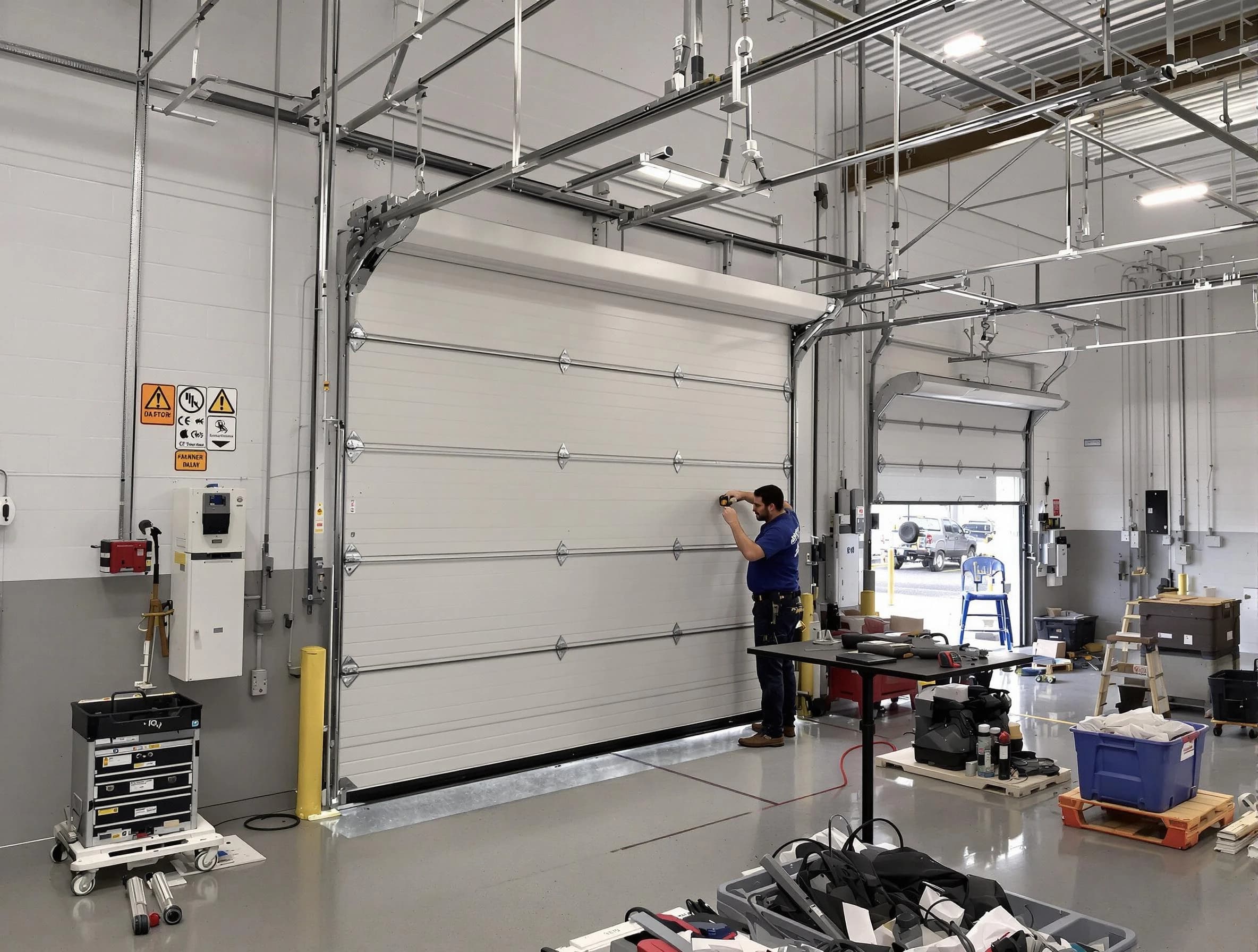 Commercial garage door repair being performed by West Valley City Garage Door Repair expert in West Valley City