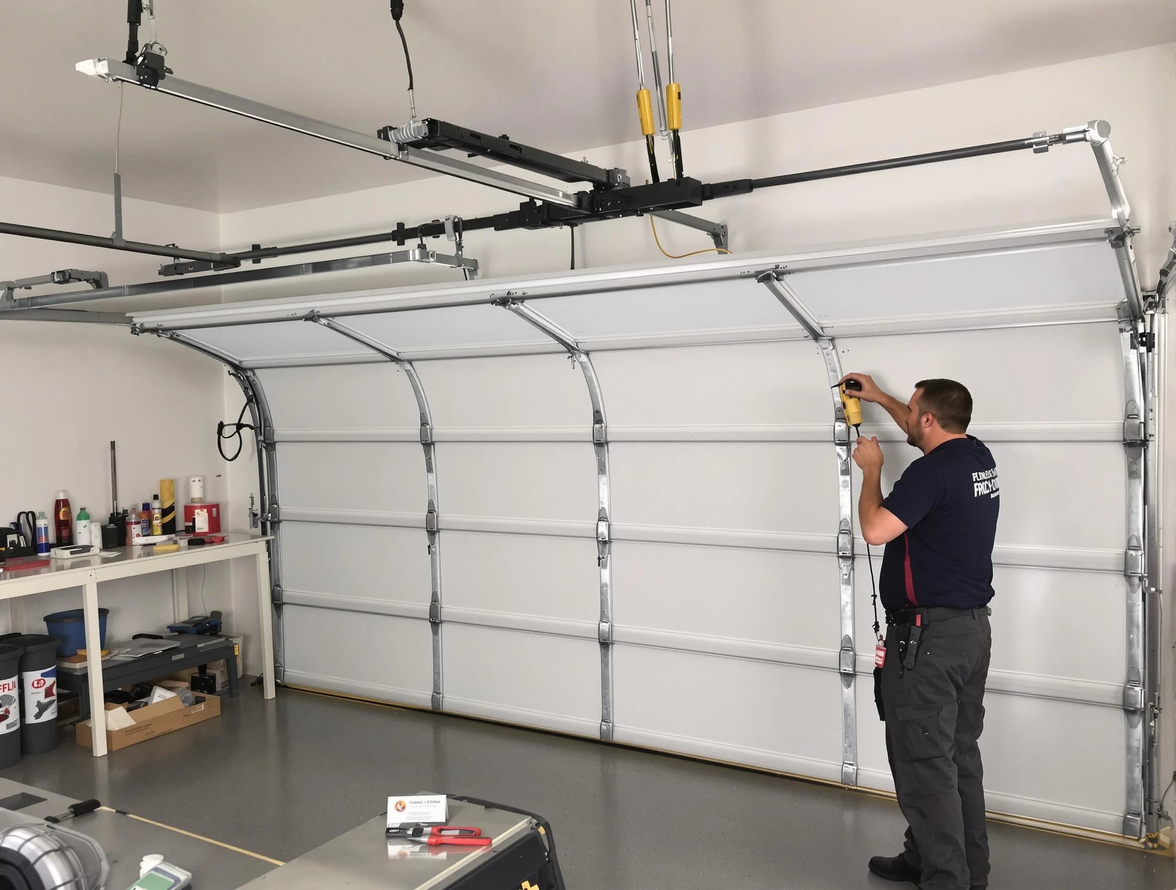 West Valley City Garage Door Repair certified technician performing overhead door system repair in West Valley City