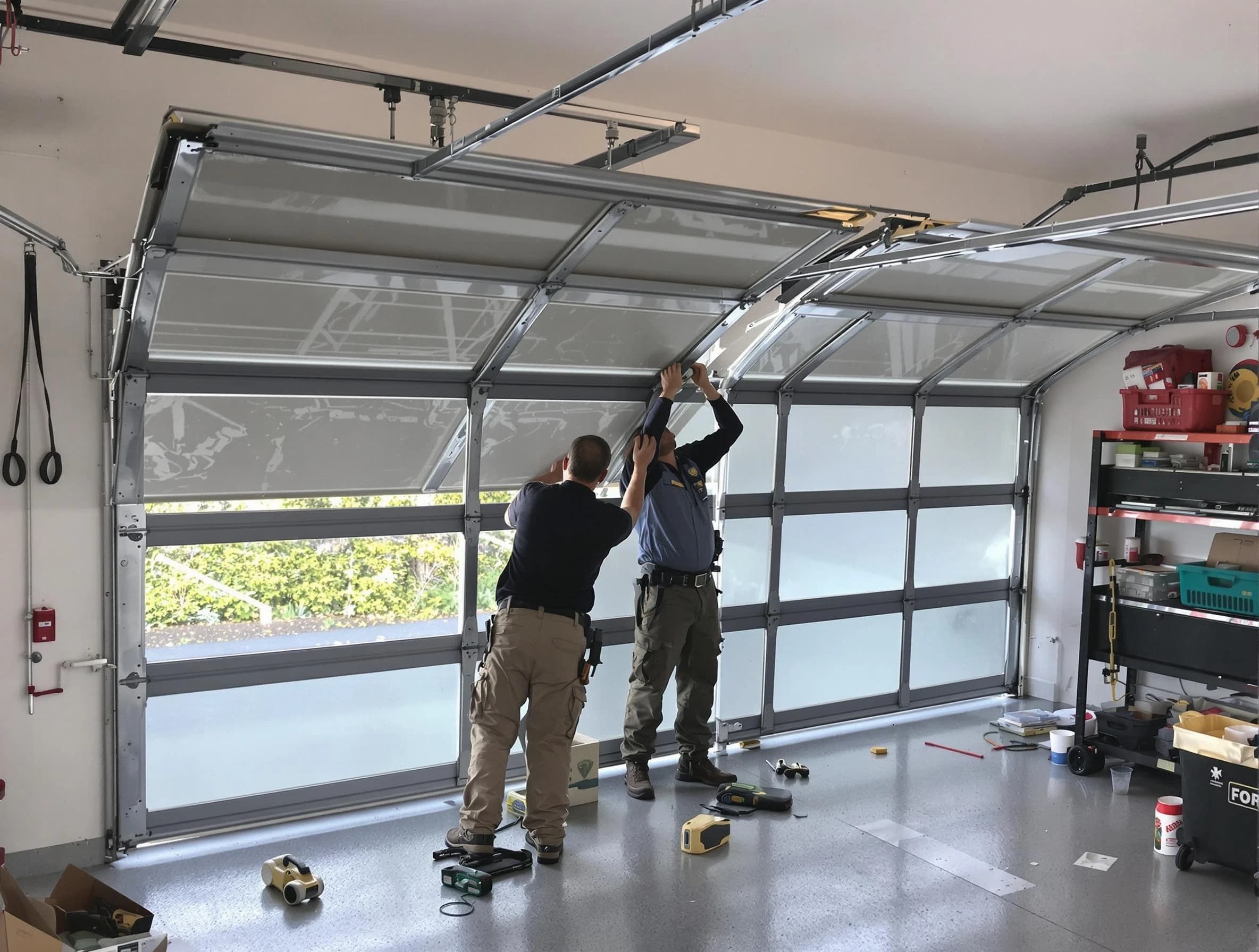 West Valley City Garage Door Repair expert performing precise panel replacement on West Valley City garage door