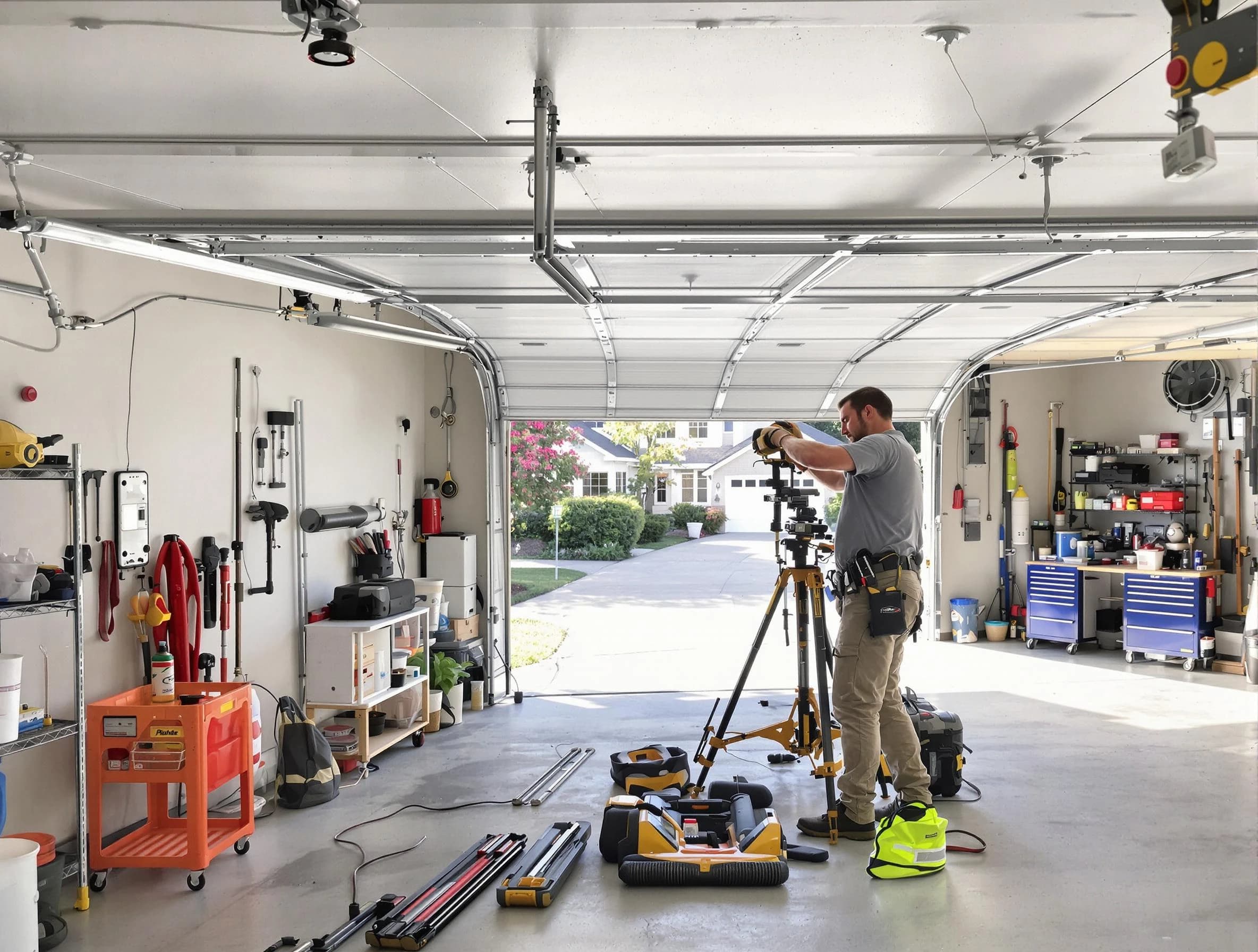 West Valley City Garage Door Repair specialist performing laser-guided track alignment in West Valley City