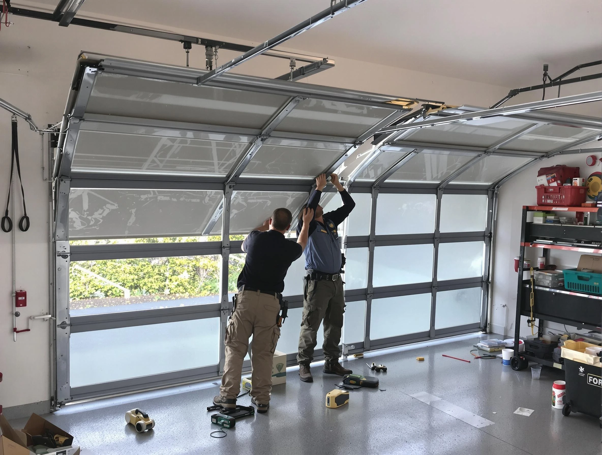 West Valley City Garage Door Repair expert performing precise panel replacement on West Valley City garage door