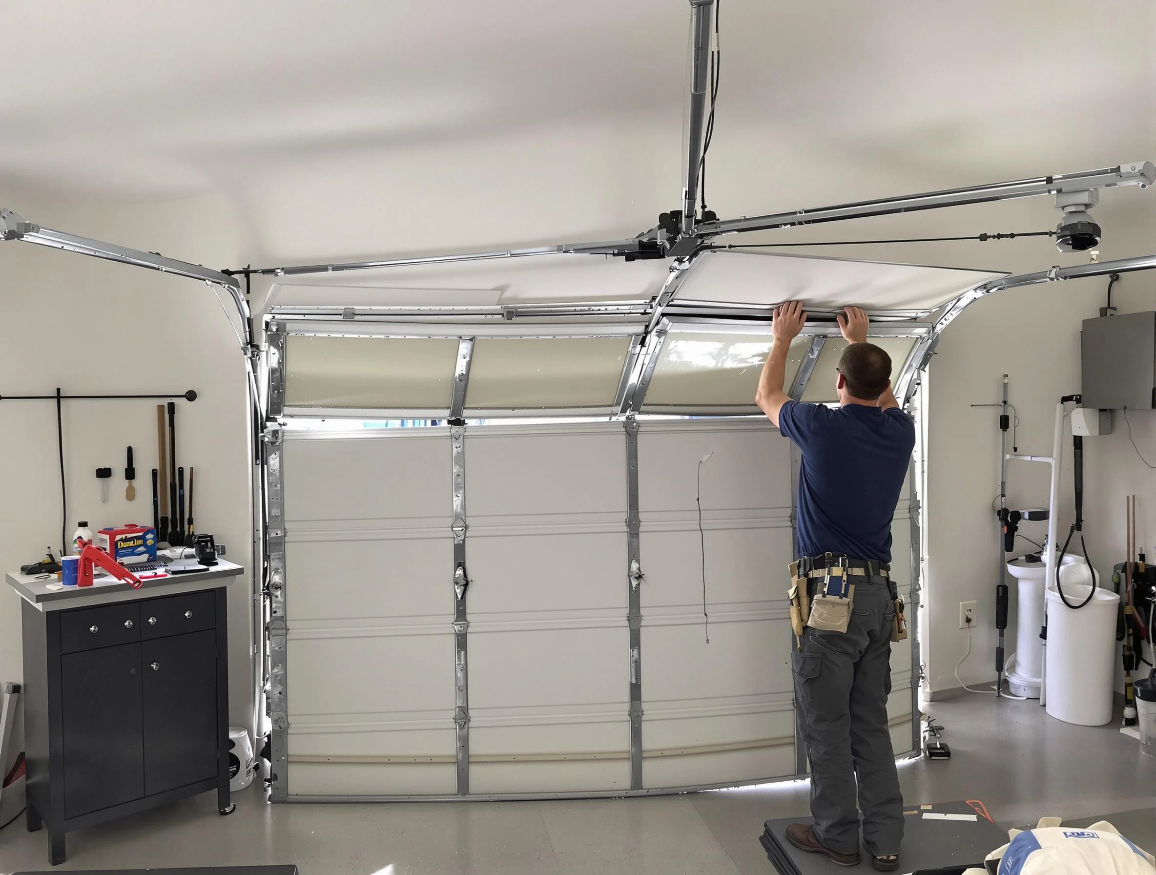 West Valley City Garage Door Repair specialist performing precise section replacement on West Valley City garage door